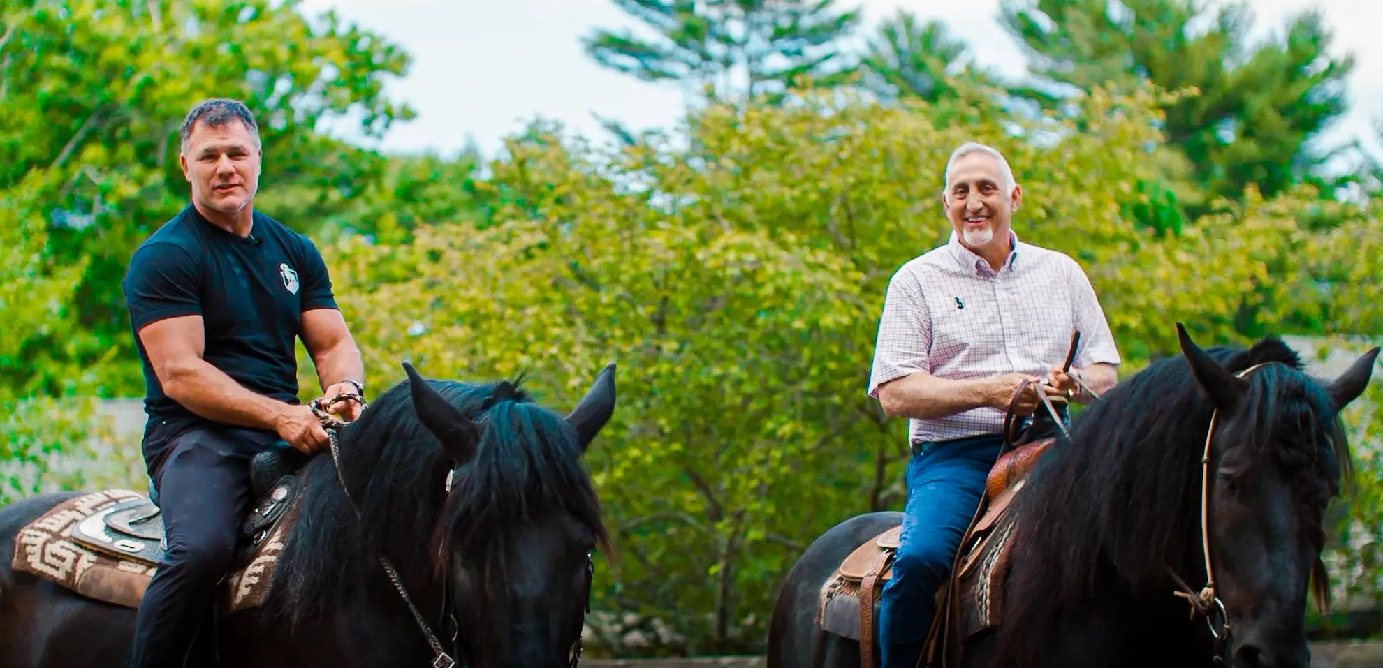 Chairman Paul Mihailides and sportsman Adam Vinatieri at The Preserve Equestrian Training Stables